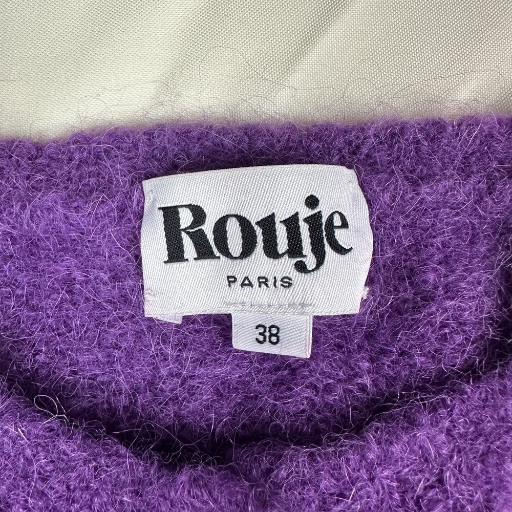 Rouje Paris Tina Cardigan Sweater Violet Purple Italy Mohair Alpaca FR 38 US 6 M - Picture 2 of 10